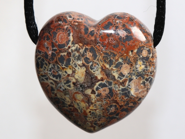 leopard rhyolite with cord or silver 925