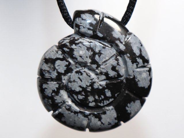 snowflake obsidian with cord or silver 925
