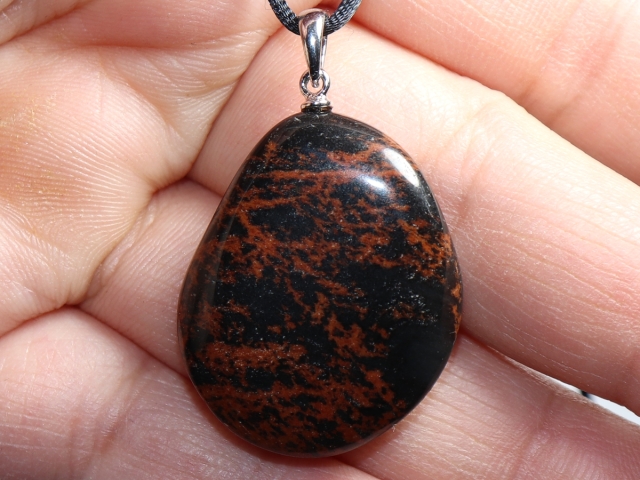 Mahagoniobsidian mit Band oder Silber 925