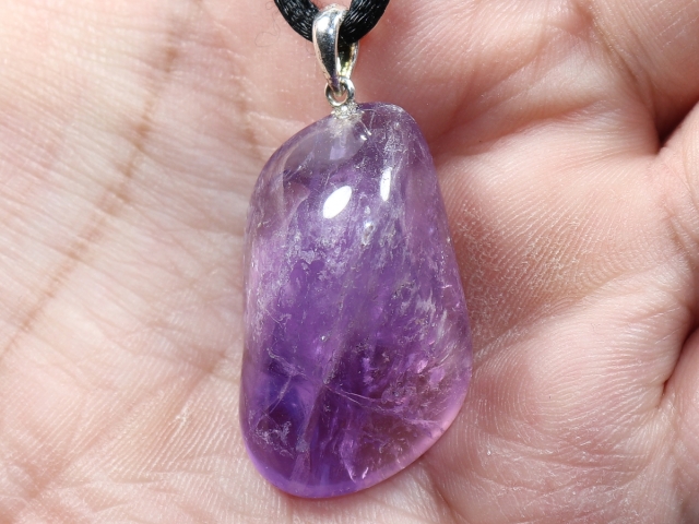 amethyst with cord or silver 925