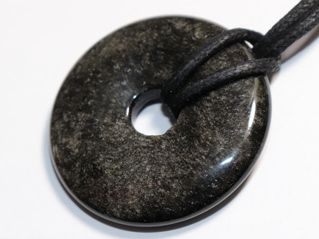 silver obsidian with cord