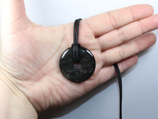 silver obsidian with cord