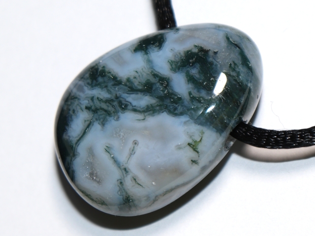 Moss agate on cord