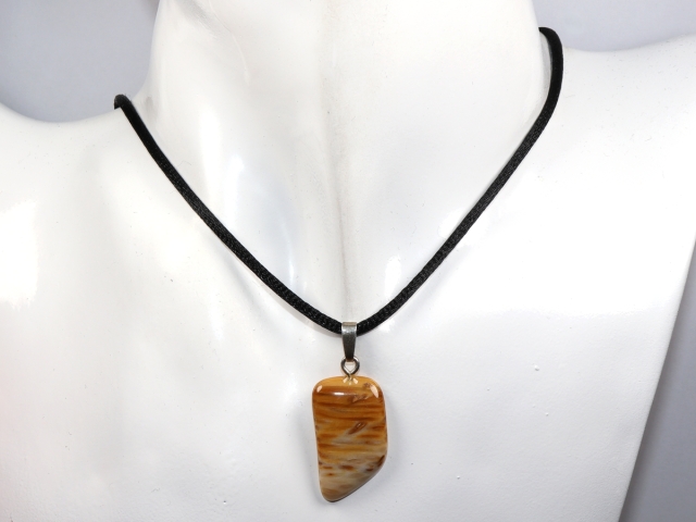 petrified palm wood with cord or silver 925