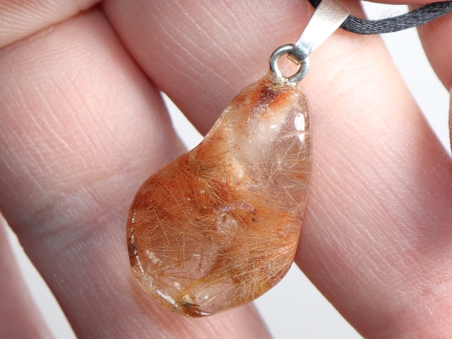 rutilated quartz with cord or silver 925