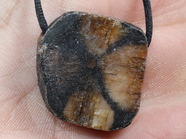 cross stone with cord or silver 925