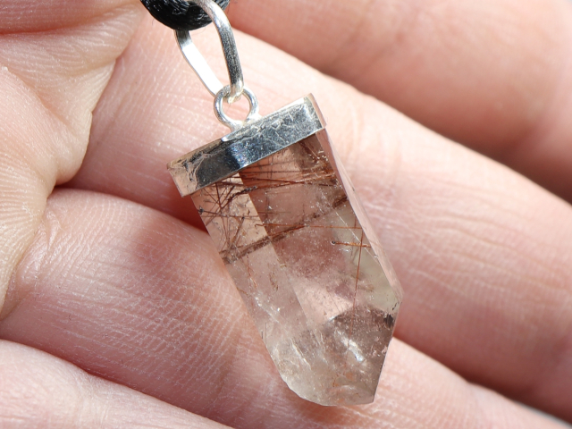 rutilated quartz with cord or silver 925