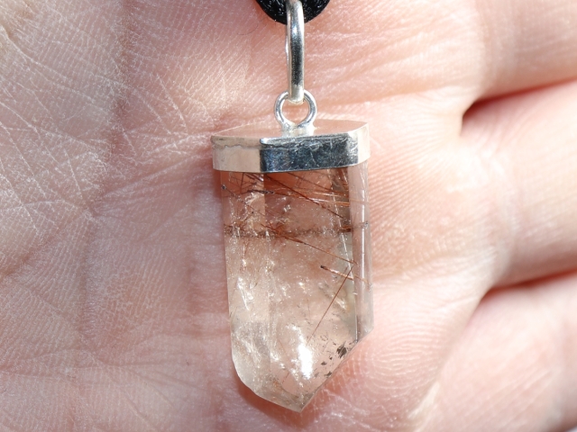 rutilated quartz with cord or silver 925