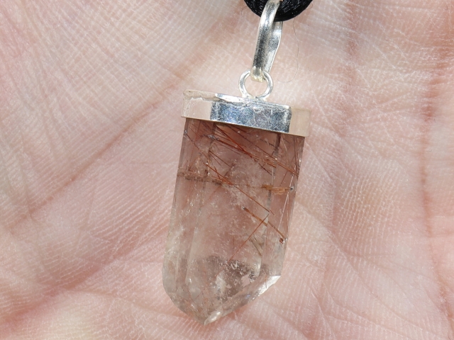 rutilated quartz with cord or silver 925