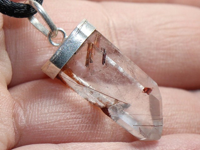 rutilated quartz with cord or silver 925