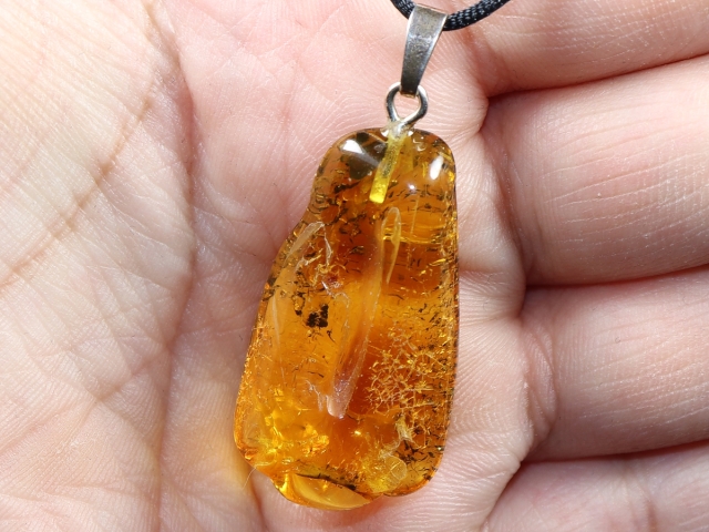 amber with cord or silver 925
