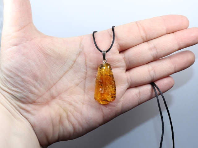 amber with cord or silver 925