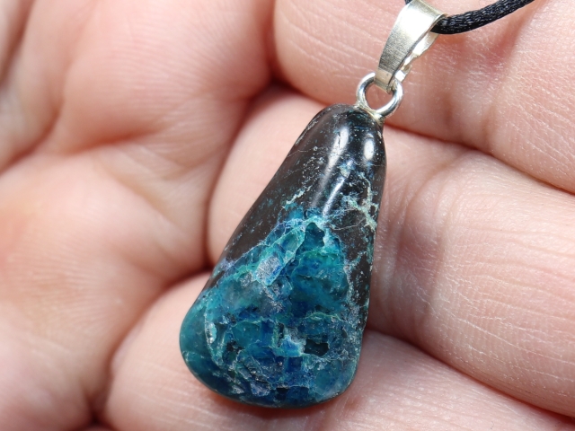 chrysocolla with cord or silver 925