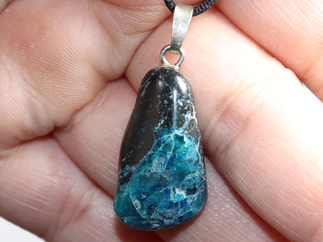 Chrysokoll mit Band oder Silber 925