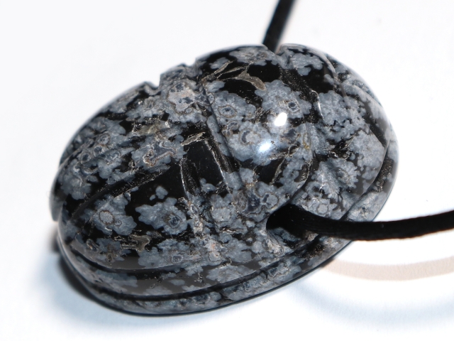 snowflake obsidian with cord or silver 925