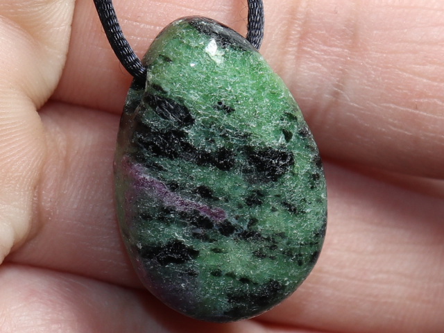 ruby in zoisite with cord or silver 925