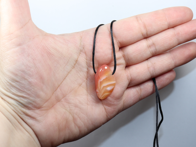 carnelian-agate with cord or silver 925
