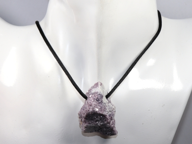 lepidolite with cord or silver 925