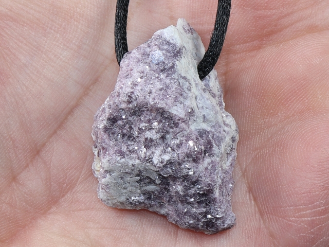 lepidolite with cord or silver 925