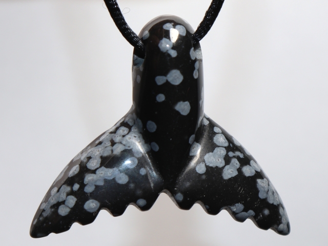 snowflake obsidian with cord or silver 925