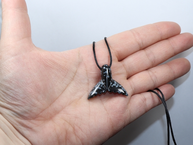 snowflake obsidian with cord or silver 925