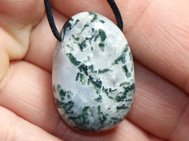 tree agate with cord or silver 925
