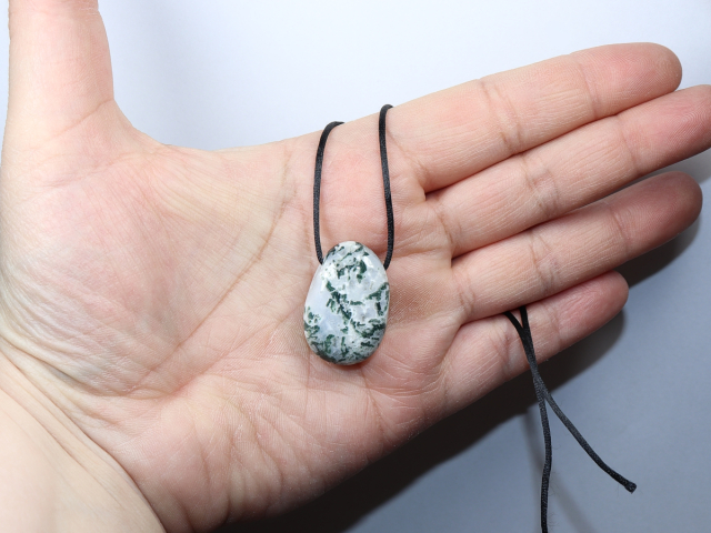 tree agate with cord or silver 925