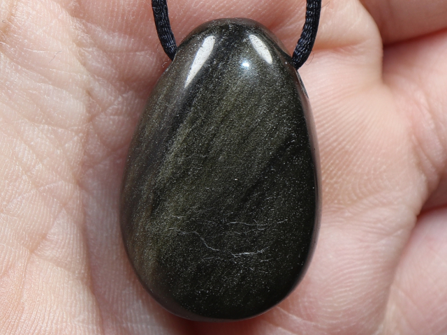 gold obsidian with cord or silver 925