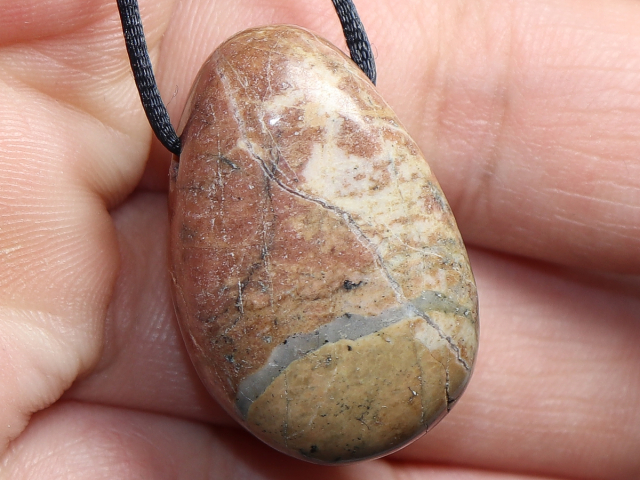 rhodonite with cord or silver 925