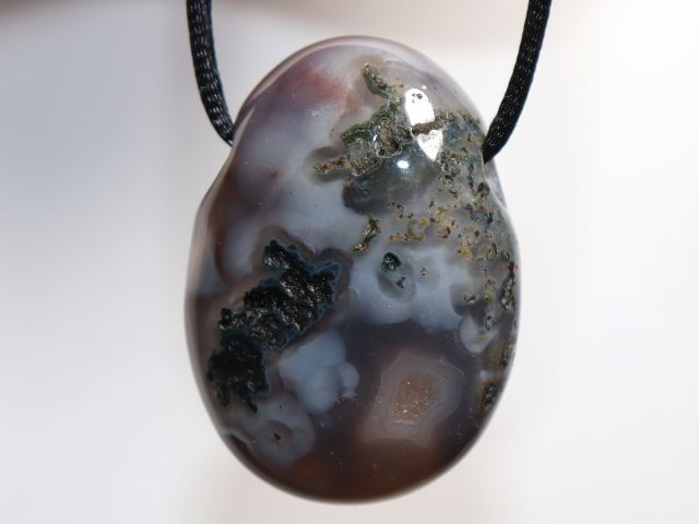 Botswana agate with cord or silver 925