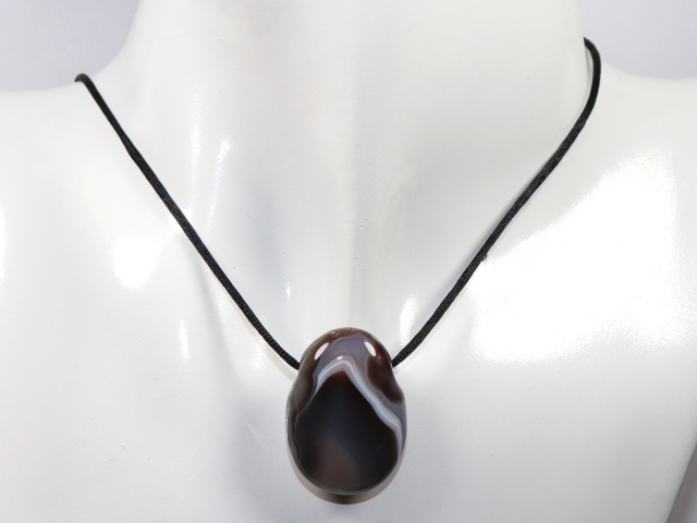 Botswana agate with cord or silver 925