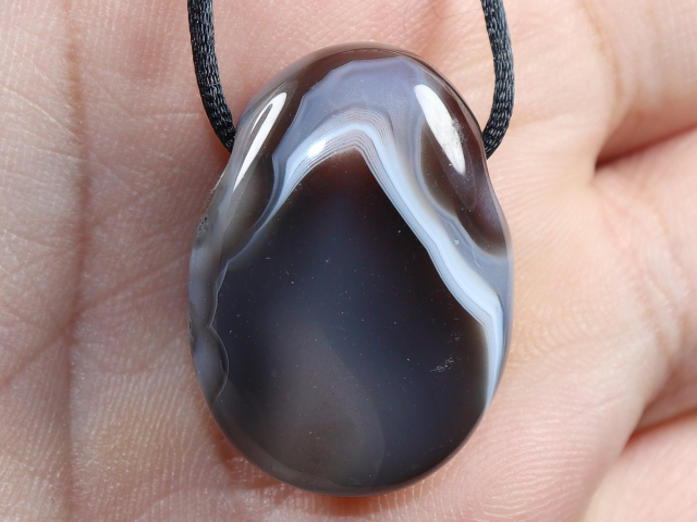 Botswana agate with cord or silver 925