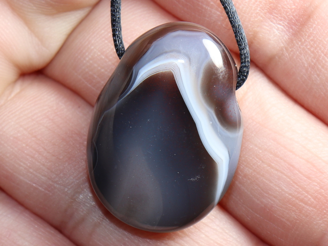 Botswana agate with cord or silver 925
