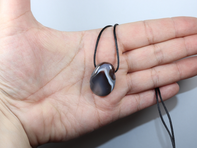 Botswana agate with cord or silver 925