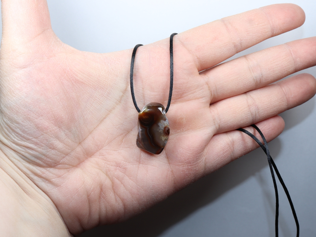 fire agate with cord or silver 925