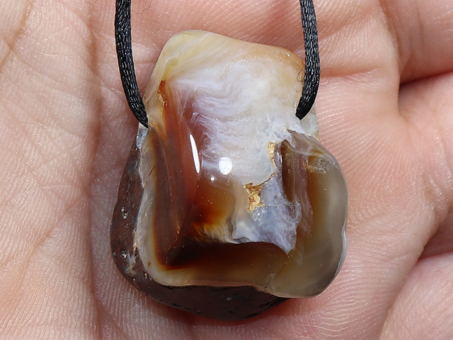 fire agate with cord or silver 925