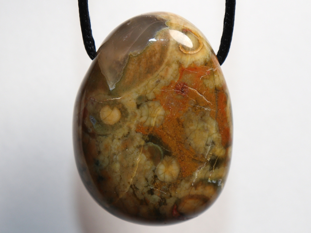 rainforest rhyolite with cord or silver 925