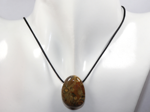 Preview: rainforest rhyolite with cord or silver 925