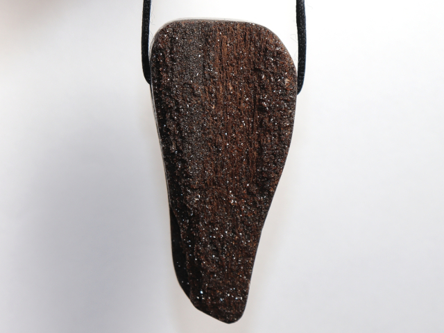 Preview: petrified wood with rock crystal with cord or silver 925