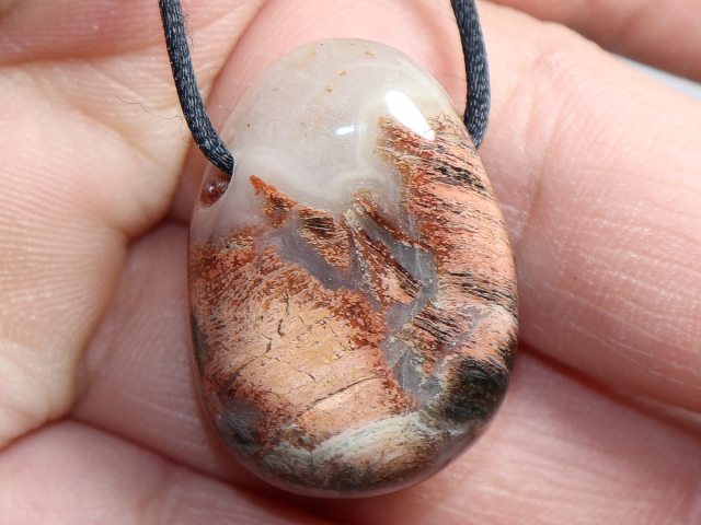 Breckzienjaspis mit Band oder Silber 925