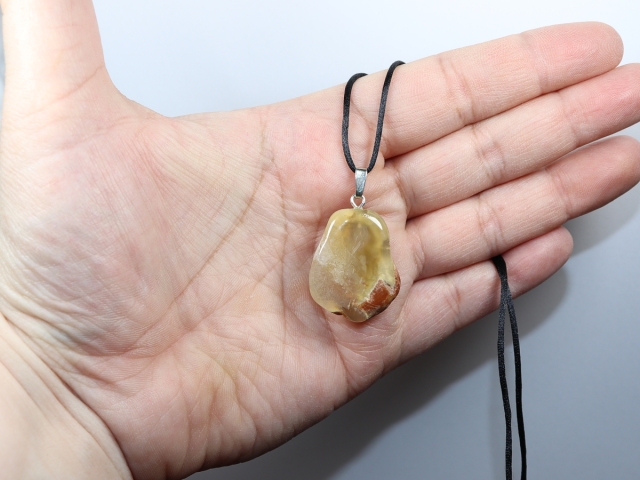 amulet stone with cord or silver 925