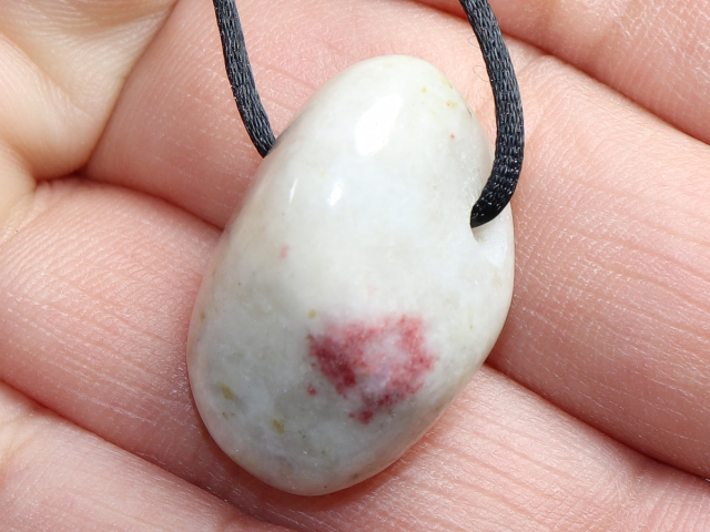 Cinnabar in quartz with cord or silver 925