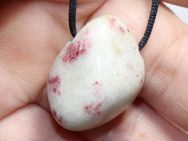 Cinnabar in quartz with cord or silver 925