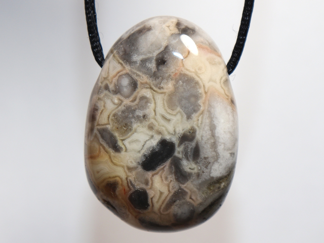 crazy lace agate with cord or silver 925