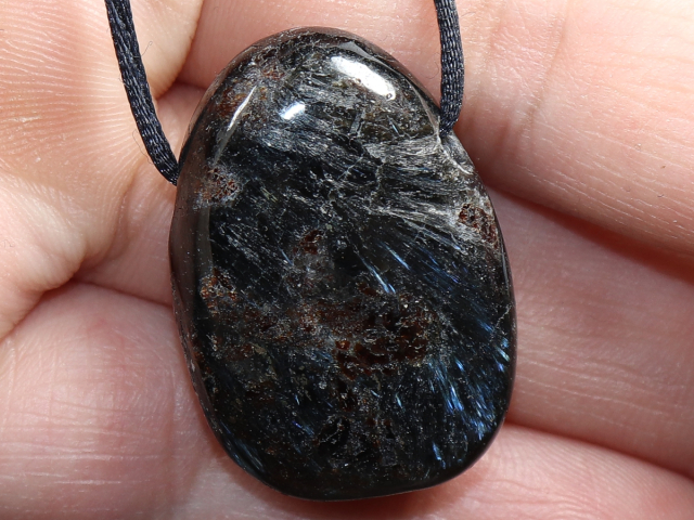 anthophyllite with cord or silver 925