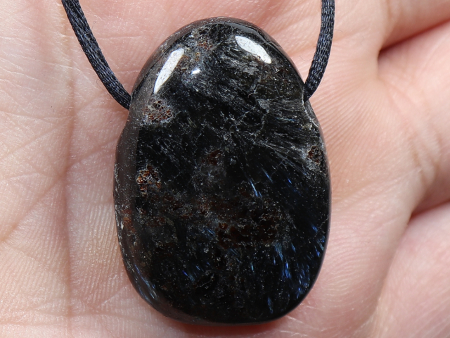 anthophyllite with cord or silver 925