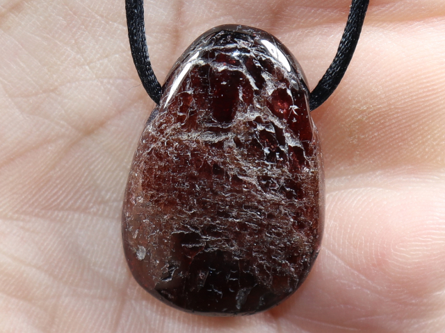 garnet with cord or silver 925