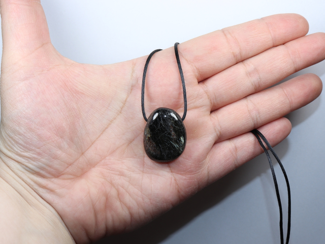 anthophyllite with cord or silver 925