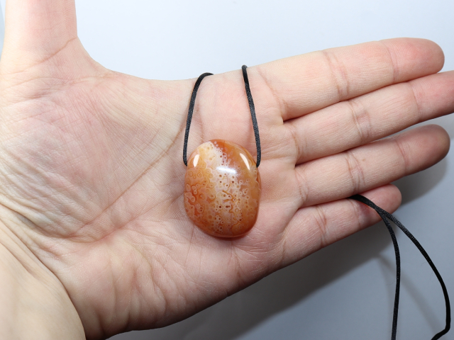carnelian-agate with cord or silver 925
