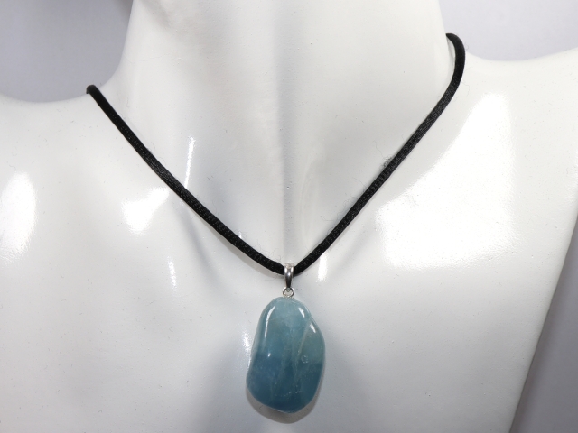 aquamarine with cord or silver 925
